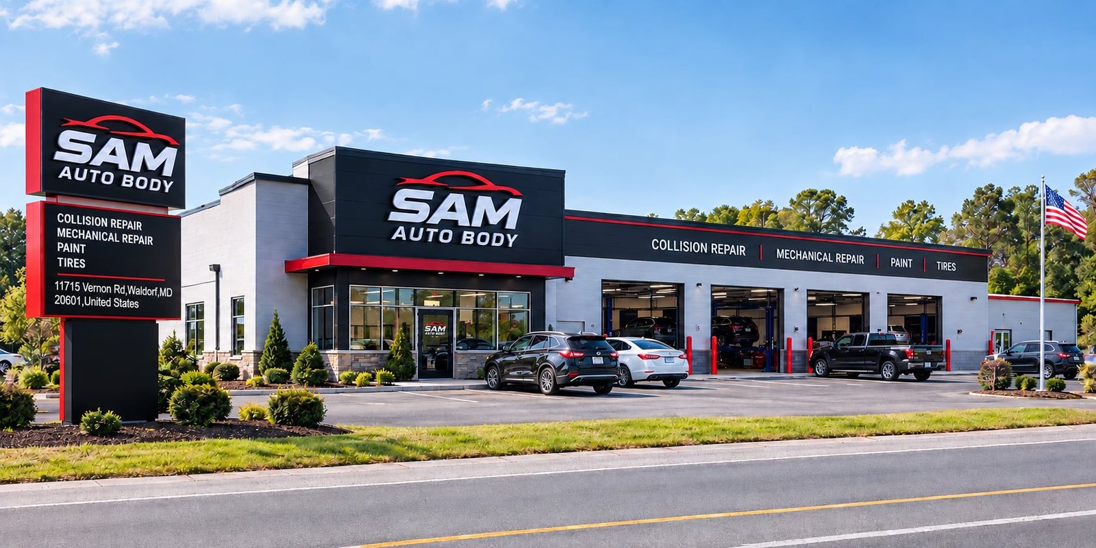 Sam Auto Body storefront in Waldorf, MD
